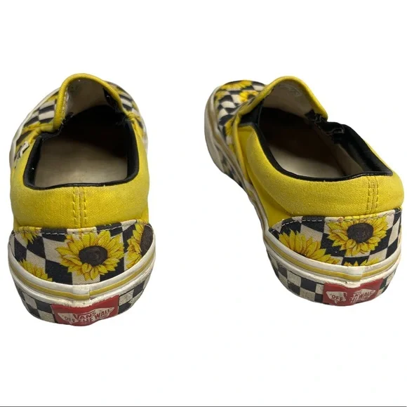 Vans Womens Yellow Sunflower Asher Slip On Checkered Sneakers Size 7 - Picture 5 of 10